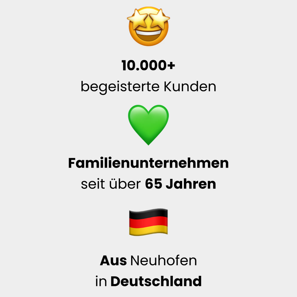 10000+ begeisterte Kunden, Familienunternehmen seit über 65 Jahren, aus Neuhofen in Deutschland